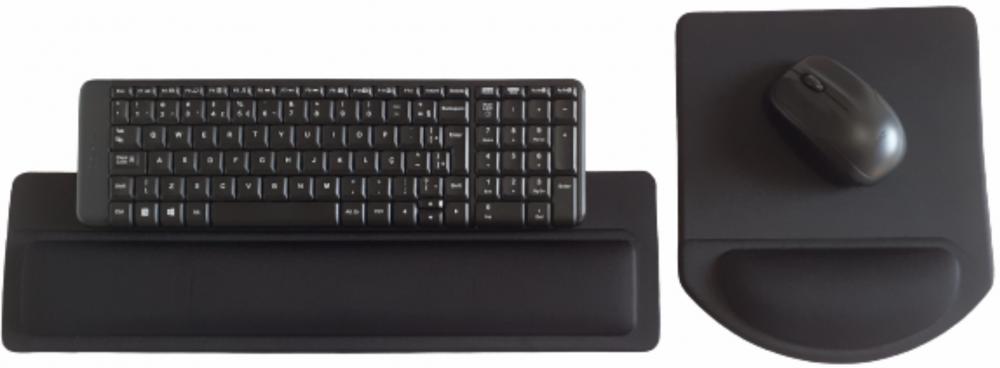 Kit Mousepad Mouse Pad com Apoio Ergonômico + Apoio para Punho Teclado sem Impressão com Tecido