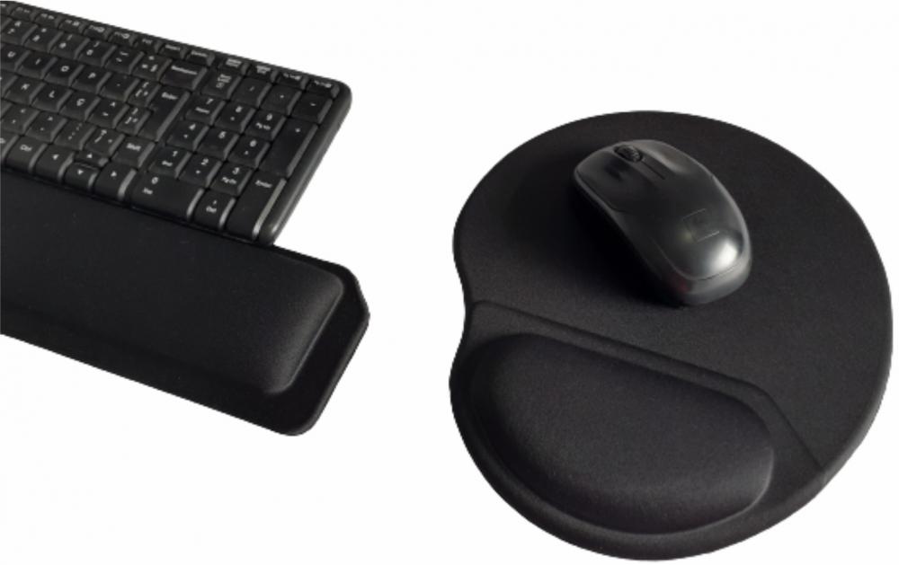 Apoio de Teclado Ergonômico Tecido Preto Sem Impressão - Espuma 16mm  - 2