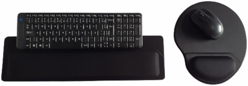 Kit Mousepad Mouse Pad com Apoio Ergonômico + Apoio para Punho Teclado sem Impressão com Tecido